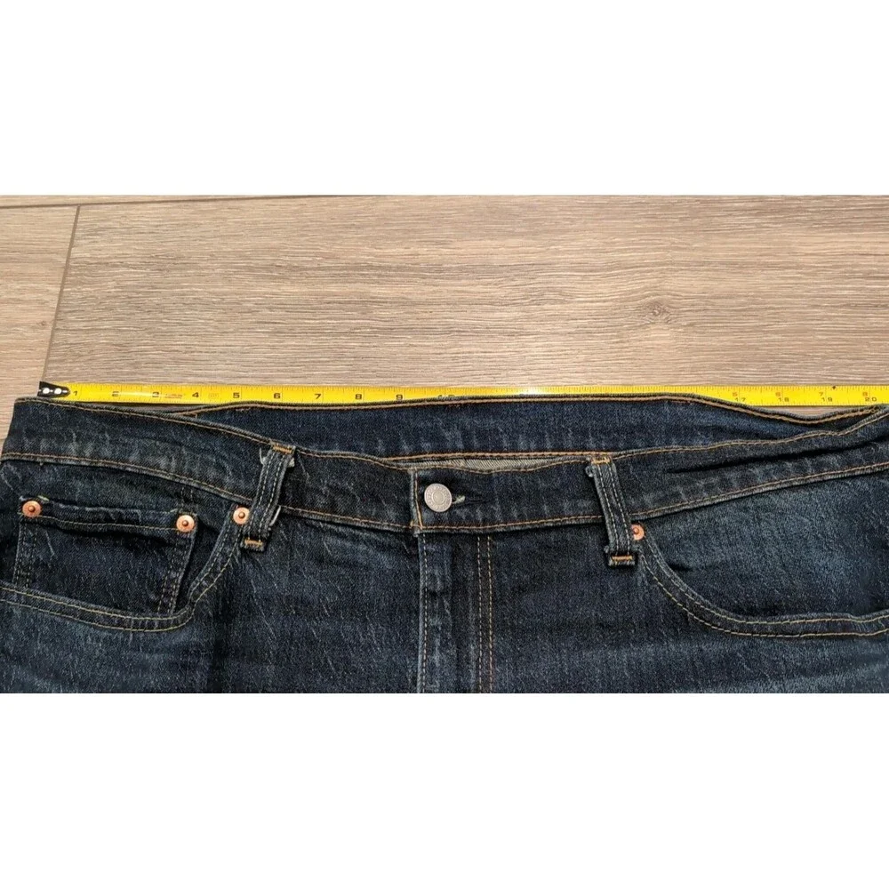 LEVI'S 505 MEN'S BLUE JEANS LOOSE STRAIGHT  STRETCH SIZE 38 X 30 DARK WASH EUC